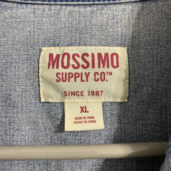 Mossimo Supply Co Denim Shirt Men's XL Blue Red White Snap Button 100% Cotton - Picture 8 of 10